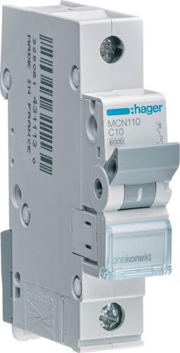 Hager MCN106 Miniatyrbryter 1 polet 6 kA C karakteristikk 6A Stikkontakter & kabler