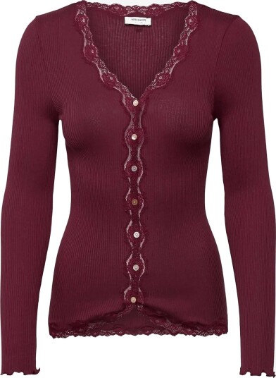Rosemunde Rwbabette Silk Ls V Neck Lace Cardigan WINDSOR WINE XS Rosemunde Rwbabette Silk Ls V Neck Lace Cardigan WINDSOR WINE XS