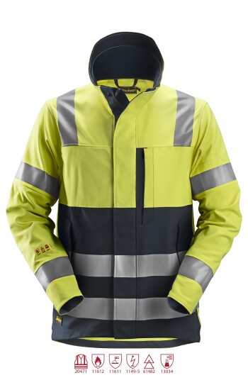 Snickers Workwear 1561 ProtecWork Jakke varsel, marineblå/gul XS, Klær