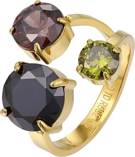 Bud To Rose Brea All Crystal Ring Mix/Gold   Gold   ONE SIZE