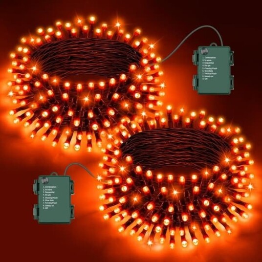 Halloween LED-Lysslynger Oransje 5 m 100 LED 2 stk