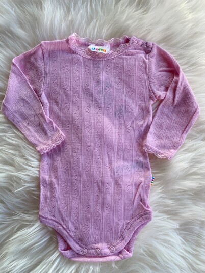 Joha   Body i ull/silke med blonder Rosa