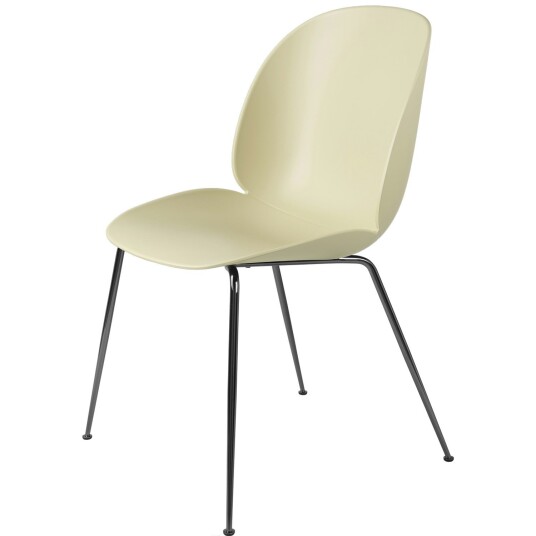 Gubi Beetle Dining Chair Unupholstered Conic Base Black Chromed Pastel Green