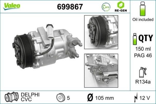 AC kompressor VALEO 699867 AC kompressor VALEO 699867