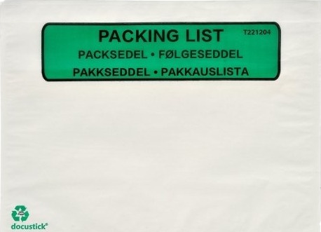 Følgeseddellommer Docustick Green C5 Med Tryk   1000 Stk.