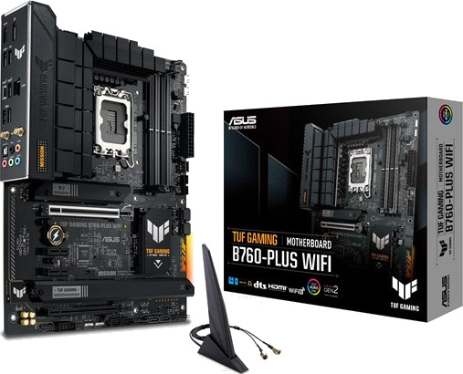 Asus Tuf Gaming B760-Plus Wifi - Hovedkort - Atx - Lga1700-Sokkel - B760 Chipset - Usb-C 3.2 Gen 2X2, Usb 3.2 Gen 2, Usb 3.2 Gen 1, Usb-C 3.2 Gen2 - 2.5 Gigabit Lan, Wi-Fi 6, Bluetooth - Innbygd Grafikk (Cpu Kreves) - Hd-Lyd (8-Kanalers)