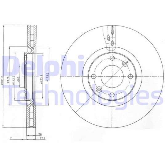 Bremseskive DELPHI BG4166 Bremseskive DELPHI BG4166