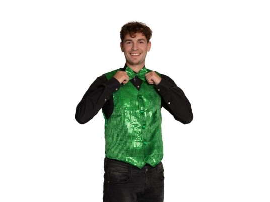 Partychimp Grøn Pailletvest Og Butterfly