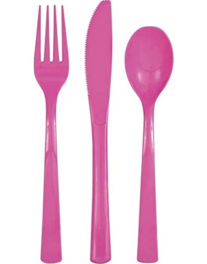 Unique 18 Delers Gjenbrukbart Rosa Plastbestikk