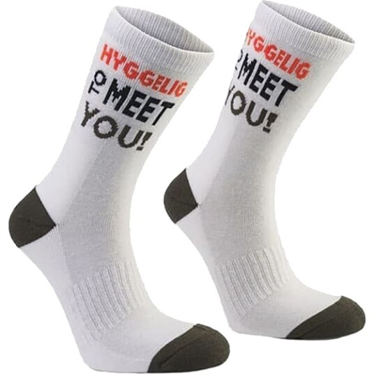 Hygge Merino Ullsokker Hyggelig Hvit/Grnn S (36 39)