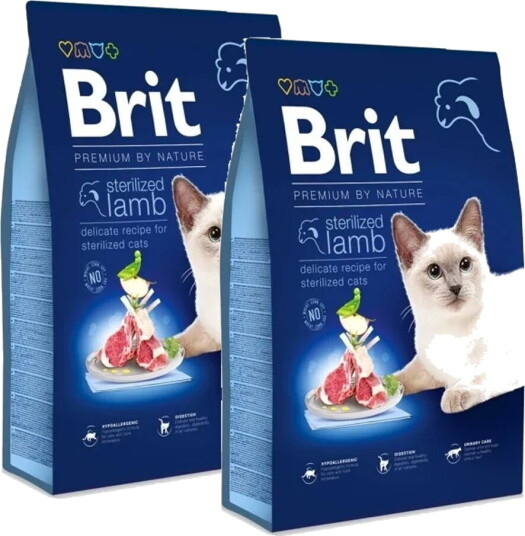 Brit Premium Tørrfôr By Nature Cat Sterilized Lamb 2X8 kg