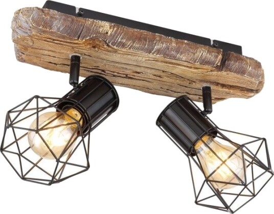 Globo Taklampe Rustikk Taklampe Priska 54017W 2 Tre Sort