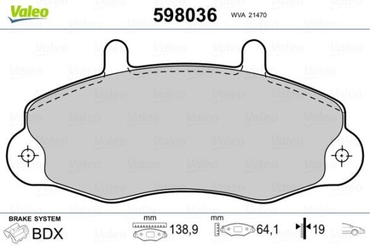 Bremseklosser VALEO 598036