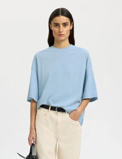 Selected Slfcolwoman 2/4 Oversized Tee Noos   Blue   XL
