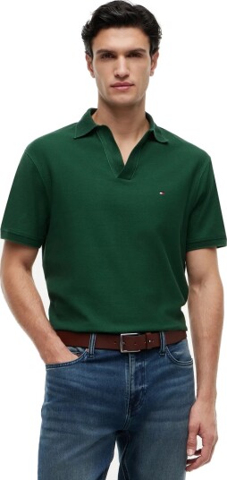 Tommy Hilfiger V Neck Crepe Classic Polo   Green   XXL
