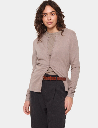 Saint Tropez A8661, Milasz R-Neck Cardigan - Brown - S Saint Tropez A8661, Milasz R-Neck Cardigan - Brown - S