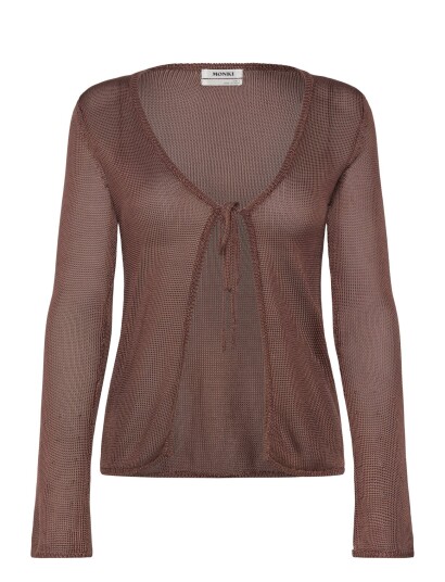 Monki V Neck Knitted Cardigan Brown L Monki V Neck Knitted Cardigan Brown L