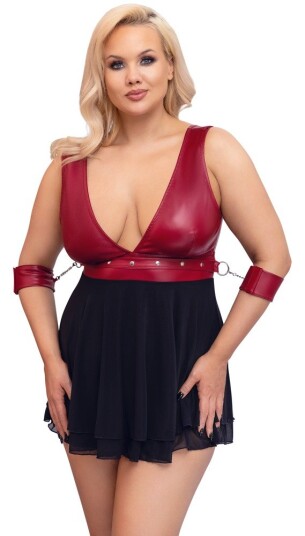 Red & black babydoll with arm restraints Red & black babydoll with arm restraints