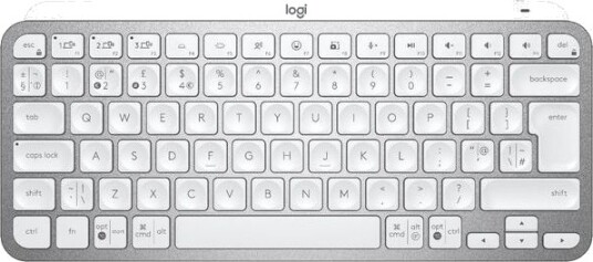 Logitech MX Keys Mini Minimalist Wireless Illuminated Keyboard - Pale Grey - UK - Tastatur - Engelsk - Storbritannia - Grå