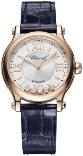 Chopard Dameklokke 275378 5001 Happy Sport Sølvfarget/Lær Ø33 mm