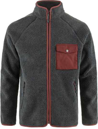 Fjellreven Men"s Vardag Pile Fleece Dark Grey/Maroon XXL