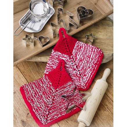 Â Let's Bake by DROPS Design Grytekluter Strikkeoppskrift 18x18 cm
