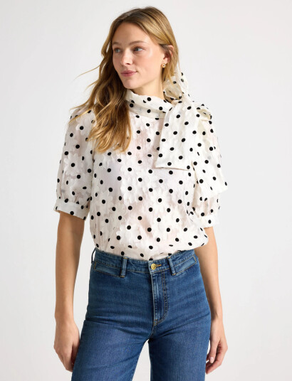 Lindex Blouse Darcy Jacquard Black XS