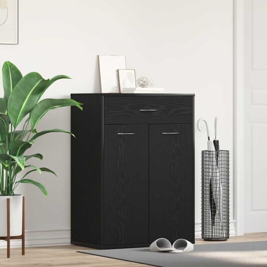 Skoskap Svart Eik 60x35x84 cm Bygget Tre Skoskap Svart Eik 60x35x84 cm Bygget Tre