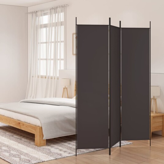 vidaXL Romdeler 3 paneler brun 150x200 cm stoff