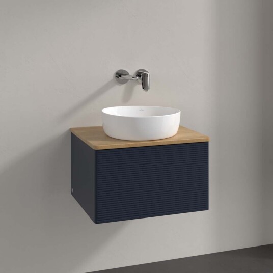 Villeroy & Boch  Antao Servantskap med 1 skuff 60x50x36 cm u/lys Blå Matt/Eik