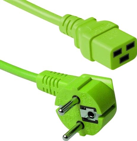 ACT Strømkabel Nettplugg CEE 7/7 Hann (Vinklet) - C19 Grønn 1.2 m