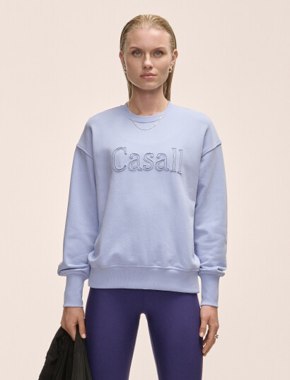 Casall Terry Spring Graphic Crew - Blue - XL Casall Terry Spring Graphic Crew - Blue - XL