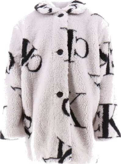 Calvin Klein Fleecefrakk Monogram Teddy Grå/Svart Calvin Klein 8 år (128) Fleecejakke