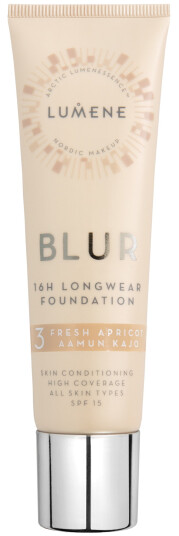 Lumene Blur 16H Foundation SPF 15 med Fuktighetsgivende Egenskaper - #3 Fresh Apricot