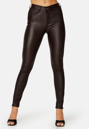 BUBBLEROOM High Waist Slim Coated Jeans Dark brown 36