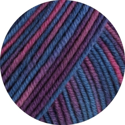 Lana Grossa Cool Wool Garn 837 Dueblå Pocket Rød Fiolett