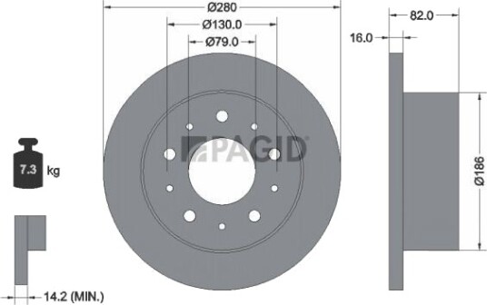 Bremseskive PAGID 54162NC