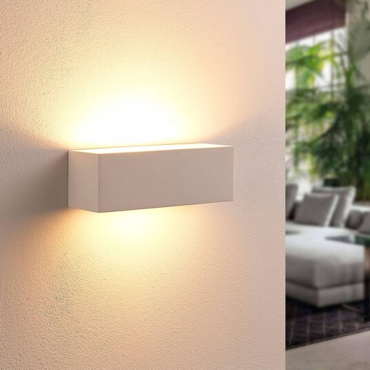 Lindby vegglampe Tjada 22 cm hvit gips G9 lakkerbar 3 stk