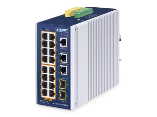 Planet Ip30 Industrial L2/L4 16-Port, Håndtert, L2/L4, Gigabit Ethernet (10/100/1000), Full Tosidig, Strøm Over Ethernet (Poe), Kan Monteres På Vegg
