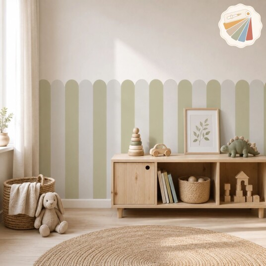 Halvvegg Skrell & Stikk Tapet / Stripet skalldesign