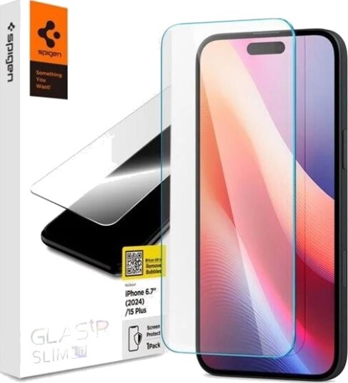 Spigen Glass tR Slim HD 1 Pack for iPhone 16/15 Plus Transparency Spigen Glass tR Slim HD 1 Pack for iPhone 16/15 Plus Transparency