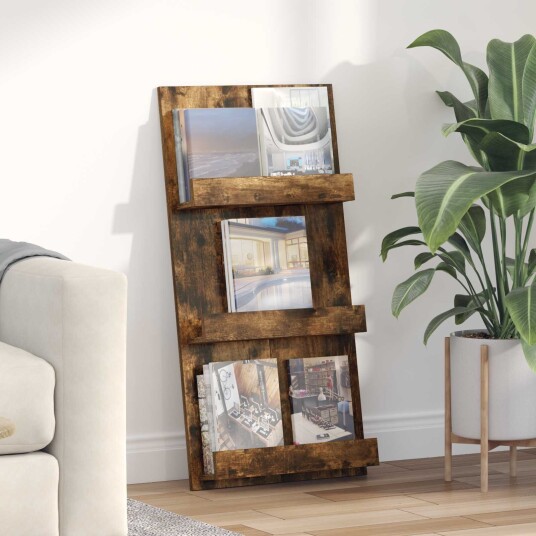 vidaXL Magasinreol med hylle Røkt eik 51 x 11 x 102 cm Konstruert tre vidaXL Magasinreol med hylle Røkt eik 51 x 11 x 102 cm Konstruert tre