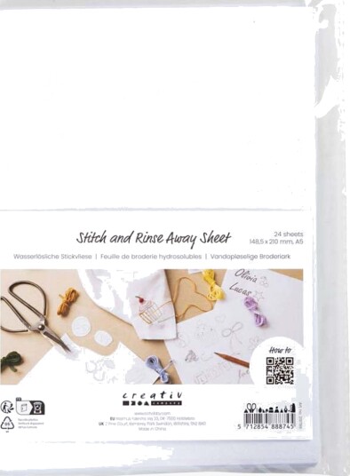 Creativ Company Vannløselig Broderiark A5 24 Stk