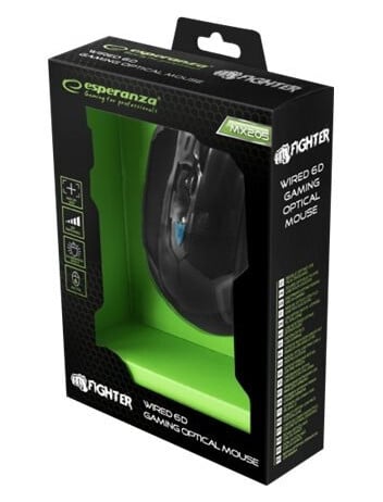 Esperanza Mx205 Fighter - Mus - Høyrehendt - Optisk - 6 Knapper - Kablet - Usb - Grønn Esperanza Mx205 Fighter - Mus - Høyrehendt - Optisk - 6 Knapper - Kablet - Usb - Grønn