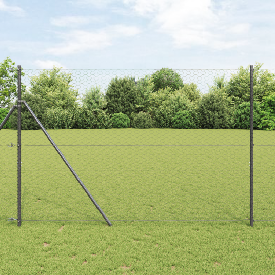 vidaXL Gjerde med innlegg. Grå 1.5 x 10 m PVC-belagt stål