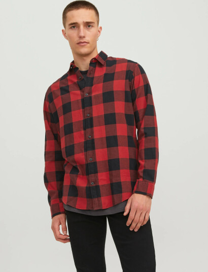 Jack & Jones Jjegingham Twill Shirt L/S Noos - Red - S