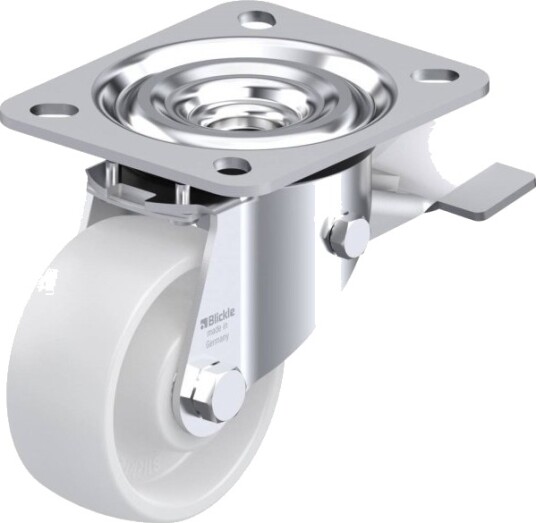 Blickle 12716 L-Po 75Xr-St Styrehjul Med Bremse, Hjul Ø75 Mm, Bæreevne Maks. 200 Kg