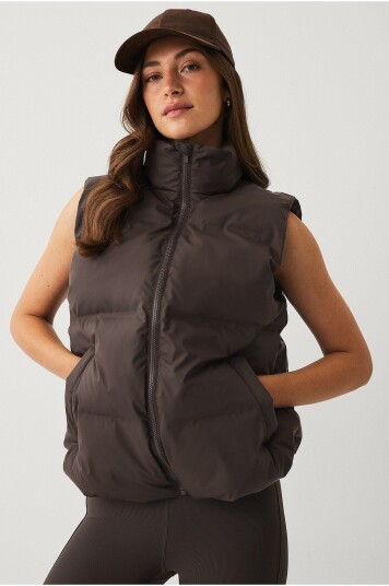 Ellos STUDIO   Vest Rubber Coated Puffer Vest   Brun