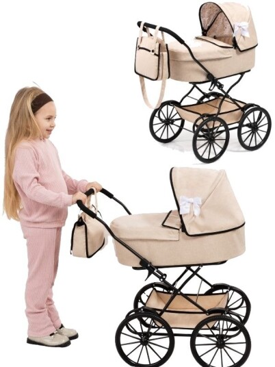 Bayer Design Klassisk Dukkevogn Med Tilbehør Beige