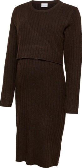 Mamalicious Mlsuniva June  O Neck Abk Knit Dress 2F   HOT FUDGE   M